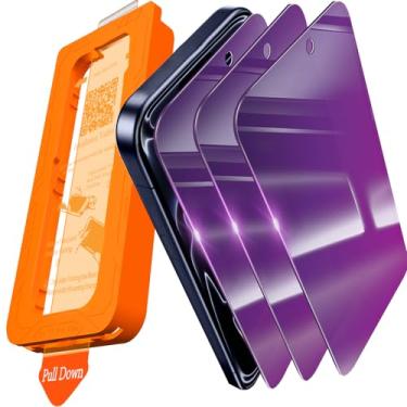 Imagem de [Auto-Dust Removal] IMBZBK Colorful Privacy Screen Protector for iPhone 17 Pro [Private] Accessories, 3 Pack Anti Spy Anti-Blue Light Tempered Glass, Briliant Gradient Purple