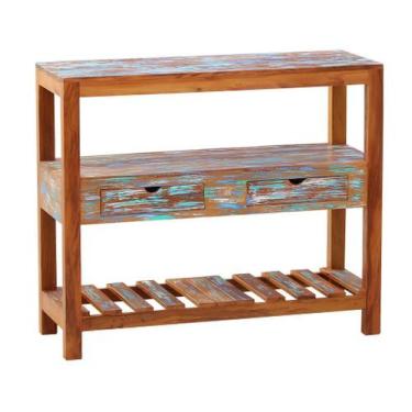 Imagem de Aparador Ilha 1 m 2 Gavetas Madeira Demolição Pátina - MHM Móveis Bras