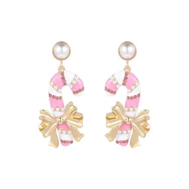 Imagem de Madison Tyler Brincos de Natal para mulheres | Natal laço vermelho Noel Papai Noel urso rosa meias casa quebra-nozes doce gorro suéter homem pão de gengibre expresso brincos martini joias de férias