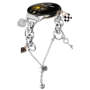Imagem de Feigand Pulseiras femininas brilhantes compatíveis com Google Pixel Watch 3 de 41 mm/Pixel 2/Pixel 1, pulseira de substituição de strass luxuosa, prata