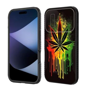 Imagem de wiaekosef Capa para iPhone 17 Capa de lente de câmera deslizante integrada, proteção resistente à prova de choque, capa de camada dupla para iPhone 17 de 6,3 polegadas 2025, folha de maconha