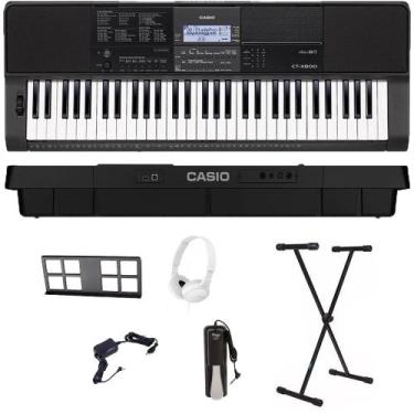 Imagem de Teclado Casio CT-X800 USB 61 teclas + Suporte + Pedal + Fone Branco