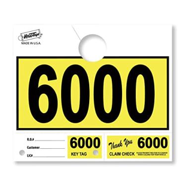 Imagem de Versa-Tags 1000 etiquetas amarelas de serviço de revendedor de carros números de envio de serviço, etiquetas de chave numeradas do departamento de serviço para oficina de mecânica chaveiro de 3 partes