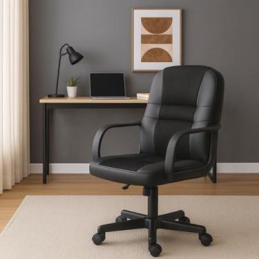 Imagem de Cadeira De Escritório Estofada Home Office Luxuosa Giratória com Rodinha Resistente Altura Ajustável Até 120Kg Gear Tech