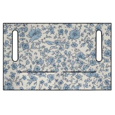 Imagem de Semiouray Toalha de assento de carrinho de golfe floral retrô clássica Ditsy ajuste de flor antiderrapante respirável protetor de assento de carro de turismo desenhado à mão azul floral 2 assentos