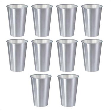 Imagem de Kit 10 Copos 500 Ml Label Inox 14X8,5Cm Leve Multiuso