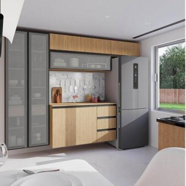 Imagem de Cozinha Modulada 5 Peças 3 Aéreos 1 Balcão 1 Cristaleira Nara CabeCasa