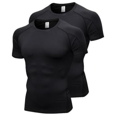 Imagem de Camisas de compressão Queerier masculinas de treino de manga curta x2