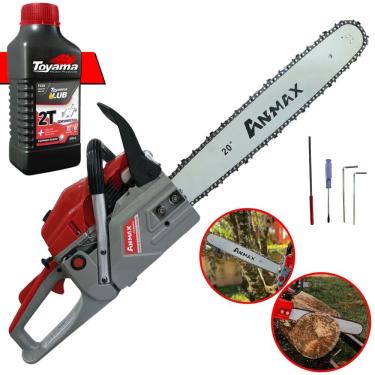 Imagem de Motor Serra À Gasolina Anmax CS5800-A 58cc 3HP 11.000rpm Motosserra Profissional Com Sabre 20’` Ponta Rolante e Corrente 36 Dentes + ÓLEO TOYAMA 2T