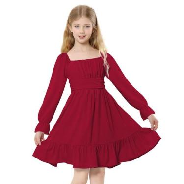 Imagem de Vestido Zando vermelho para meninas tamanho 10-12 Vestido de outono de
