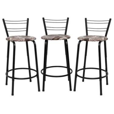 Imagem de Kit 3 Banquetas Para Bancada Flórida Preta 60cm Bistrô Bar Cozinha Gou