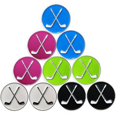 Imagem de Adhere Marcadores de bola de golfe logotipo personalizado esmaltado com clipes magnéticos fortes para chapéu Um presente de golfe premium para golfista (10 peças de taco de golfe 5 cores)