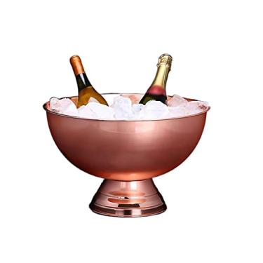 Imagem de FTOQWZXV Balde de gelo aço inoxidável bacia de champanhe casa restaurante champanhe vinho bar frio cerveja coquetel balde de gelo grande prato de frutas bebidas refrigerador/balde de cerveja