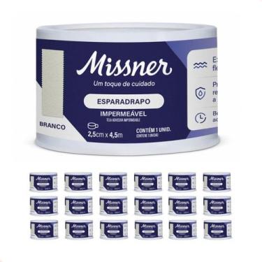 Imagem de Kit 18 - Esparadrapo Impermeável Branco Missner 2,5cm x 4,5m