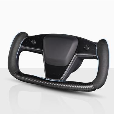 Imagem de Capa de volante para volante Tesla Yoke, capa de volante de carro para acessórios Tesla Model S/Model X (preto)
