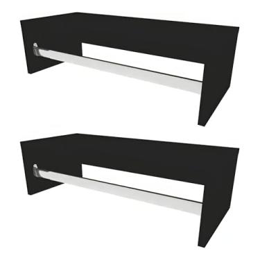 Imagem de Kit 2 Cabideiro Arara de Parede para Roupas 60cm Madeira MDF Guarda Roupa Closet Loja (Preto)