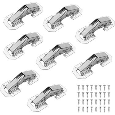 Imagem de 8 peças de dobradiças sem perfuração, portas de armário de roupas espessas, guarda-roupas, amortecimento hidráulico, dobradiças ranhuradas, dobradiças de aço laminadas a frio