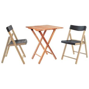 Imagem de Kit 2 Cadeiras de Madeira Mista e Polipropileno - Pé Palito Dobrável P