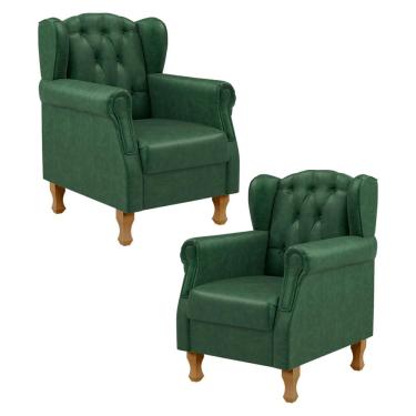Imagem de Kit 02 Poltronas Decorativa Para Sala De Estar Yara P02 Facto Verde Musgo - Lyam Decor
