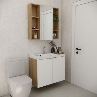 Imagem de Conjunto De Banheiro Sem Cuba Vittare 80cm Estilare CNJ5005 Carvalho-branco