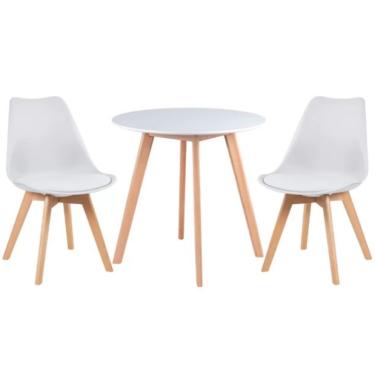 Imagem de Conjunto Mesa Jantar Leda 80cm Branca + 2 Cadeiras Leda - Brancas