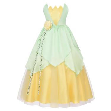 Imagem de JerrisApparel Fantasia de princesa feminina fantasia conto de fadas vestido de Halloween cosplay festa (P, verde)