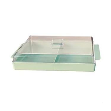 Imagem de Organizador de Frios com Tampa e Divisórias Duplas para Geladeira (ESCOLHA SUA COR) (VERDE)