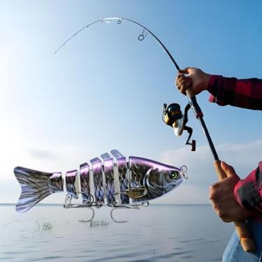Imagem de 1 pacote de iscas de pesca de água doce e salgada | Isca realista para robalo, truta, tipo de peixe, Walleye, lúcio, bluegill, salmão