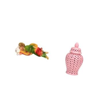 Imagem de Fenteer Estátua de Resina de José E Jarra de Cerâmica de Gengibre, Jarra Decorativa de Porcelana com Tampa para Mesa, Prateleira, Escritório, Carro, Arranjo F