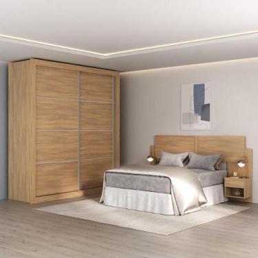 Imagem de Guarda-roupas Casal E Cabeceira Com 2 Mesas De Cabeceira Multimóveis M