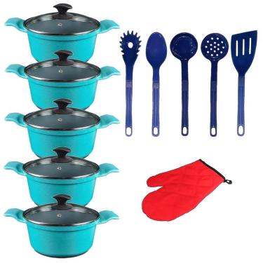 Imagem de Jogo Panelas Azul Cerâmica Talher Azul Javali Aal 16 A 24