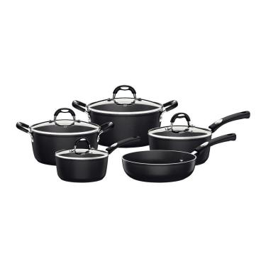 Imagem de Jogo De Panelas Mônaco Em Alumínio Revestimento Antiaderente Starflon Preto 5 Peças - Tramontina 20899050