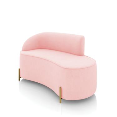 Imagem de Sofá 2 Lugares Orgânico 140cm Pé Dourado Morgan Suede Rosa Bebê D03 - D'Rossi