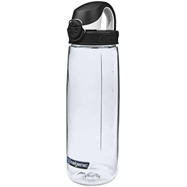 Imagem de Nalgene Garrafa de água Sustain Tritan livre de BPA na mosca feita com material derivado de 50% de resíduos de plástico (usando equilíbrio de massa certificado ISCC), 680 g, transparente com preto