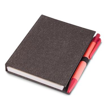 Imagem de Caderno com Caneta 13x11cm – Bloco de Anotações Reciclado com 100 Folhas, Sticky Notes e Capa Dura | Material de Escritório Corporativo Sustentável (Preto)