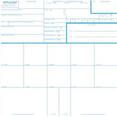 Imagem de Cartões de impressão digital, aplicante FD-258 (pacote com 250)