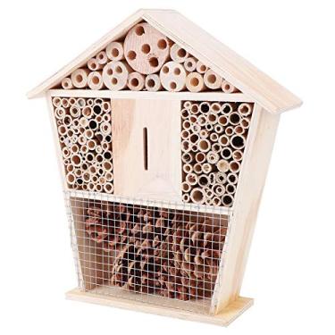 Imagem de Zerodis Casa de Insetos de Madeira Artesanal para Jardim Casa Jardinagem Criação de Jardim Criação de Abrigo de Insetos Promove Benéficos 25X22X6,5Cm Decoração de Madeira para Crianças e