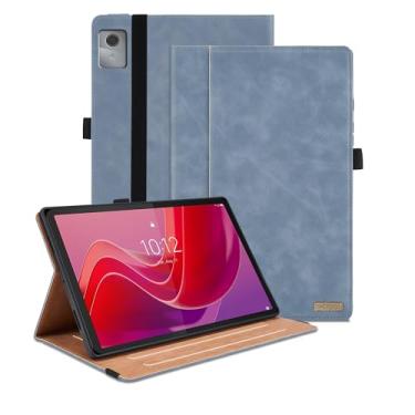 Imagem de Capa para Lenovo Tab M11 / Tab K11 LTE 11 polegadas (TB330FU) lançado em 2024, capa inteligente de visualização multiângulo com bolso, capa flip de couro PU empresarial com suporte para cartão para