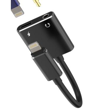Imagem de Adaptador Lightning (2 em 1) Carregador de fone de ouvido de 3,5 mm, divisor de conector duplo para iPhone 14 Pro Max, adaptador de cabo de áudio AUX para conector de fone de ouvido certificado Apple