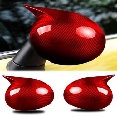 Imagem de FINMOKAL Capa de espelho retrovisor de carro de fibra de carbono compatível com BMW MINI R55 R56 R57 R59 R60 2007-2014, vermelho (apenas espelhos dobráveis manuais)