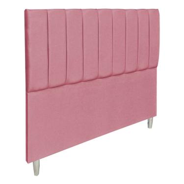 Imagem de Cabeceira Estofada Londres Casal Suede Rosa 195x125x9cm Dal Poz Estofados