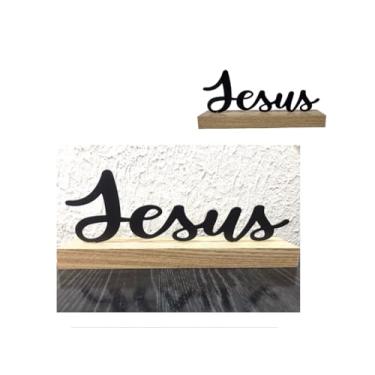 Imagem de Enfeite De Mesa Palavra Jesus Decorativo Sala Quarto Vitrine