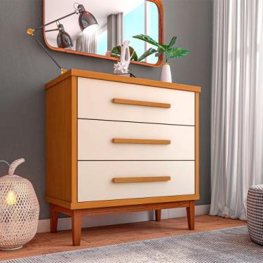 Imagem de Cômoda para Quarto Moderna 3 Gavetas Charlotte Nature / Off White - LU