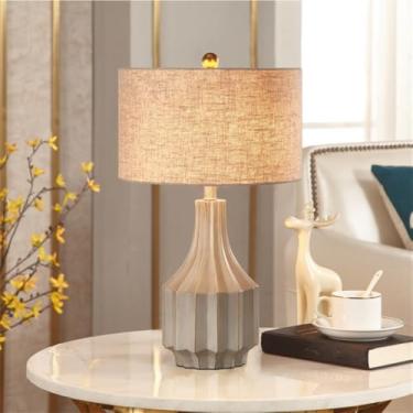 Imagem de Luminária de mesa contemporânea de cerâmica, estilo americano de luxo, com LED, para sala de estar, quarto, escritório, casa de campo, hotel ou mesa de cabeceira (Estilo 157B)