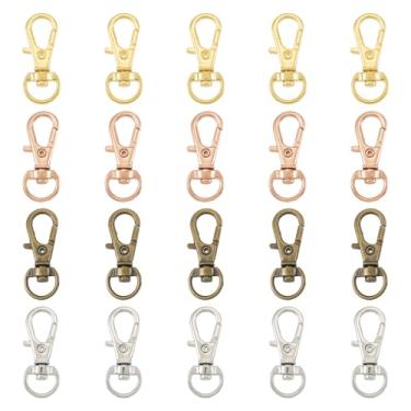 Imagem de 20 peças de fechos de garra de lagosta giratórios de liga, ganchos giratórios giratórios, fivelas, fecho de pressão de gatilho, gancho para chaveiro, bolsa, etiqueta, pendurar, artesanato, fabricação