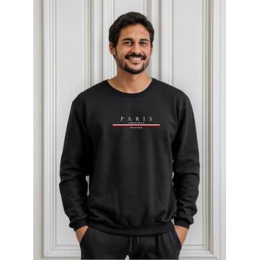 Imagem de Moletom Blusa Frio Gola Redonda Careca - Paris Familiar, Preto, L