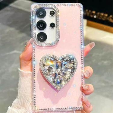 Imagem de Capa para Galaxy A16 5G transparente com glitter e suporte em formato de estrela (para Galaxy A16 5G/rosa)