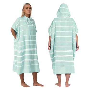 Imagem de 1 peça poncho de toalha turca de algodão poncho de surf turco toalhas de troca toalha vestível roupão de banho com capuz com bolso toalha de praia para homens adultos mulheres surfe, praia, piscina e