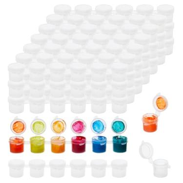 Imagem de DICOSMETIC 34 tiras 204 potes de tinta vazios tiras de tinta transparente mini copo de pintura mini recipiente de armazenamento de pintura de plástico para salas de aula, escolas, pinturas festivais