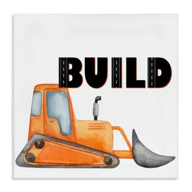 Imagem de Stupell Industries Arte de parede em tela Build with Orange Bulldozer, design de Kim Allen, 61 x 61 cm